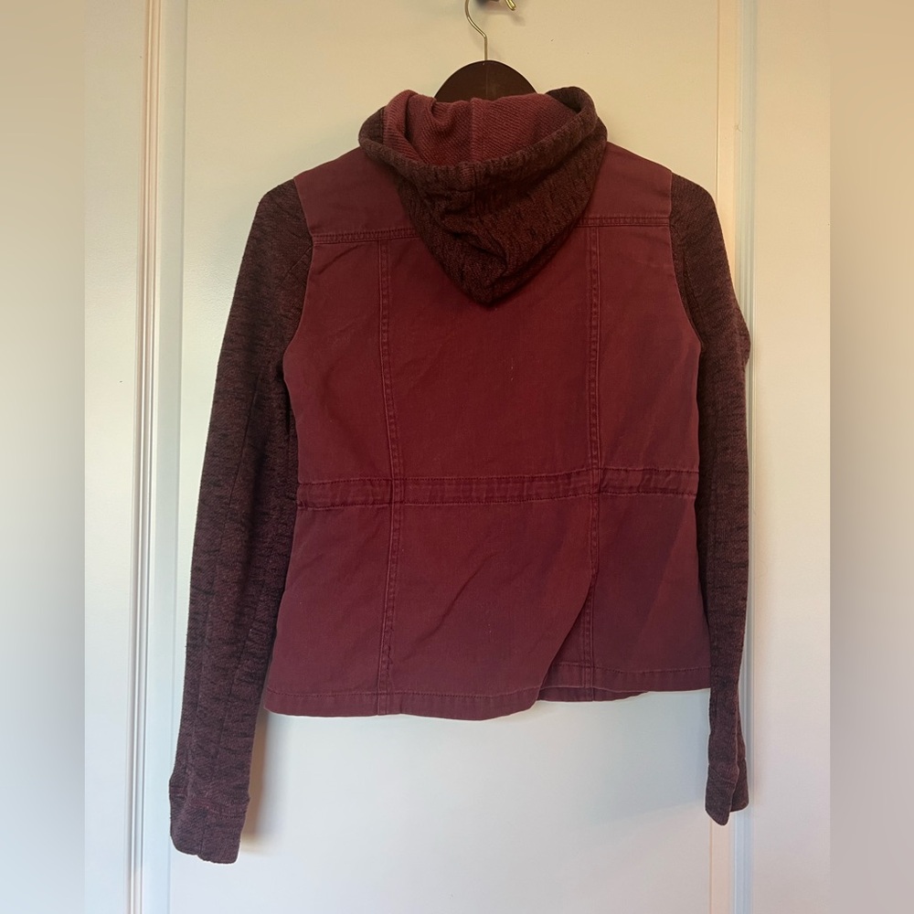 Ashley By 26 International Burgundy Utility Jacket with Hood - Picture 2 of 6